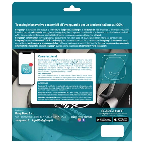 Baby Beep BBRC1 accessorio per seggiolini auto Dispositivo smart pad antiabbandono per seggiolini