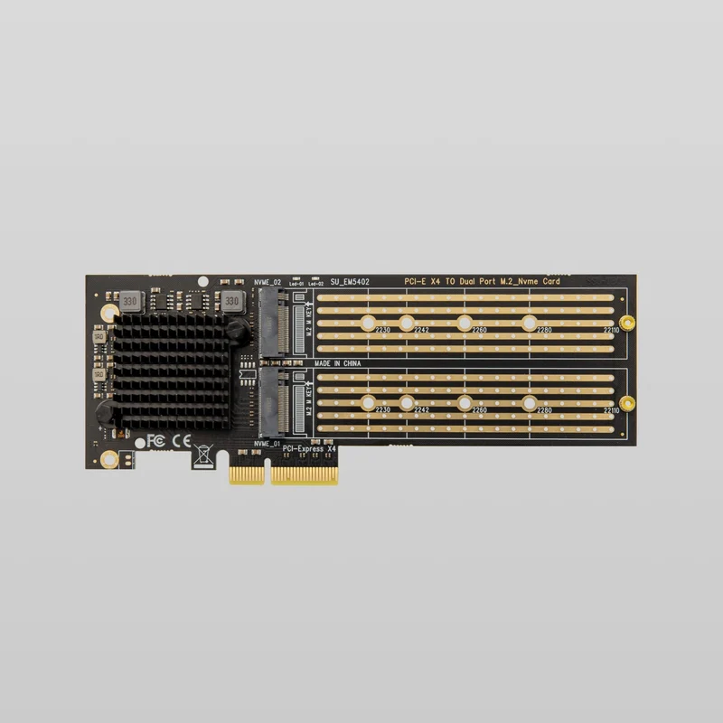 PCIe 3.0 x4 to Dual NVMe M.2 SSD Adapter Card