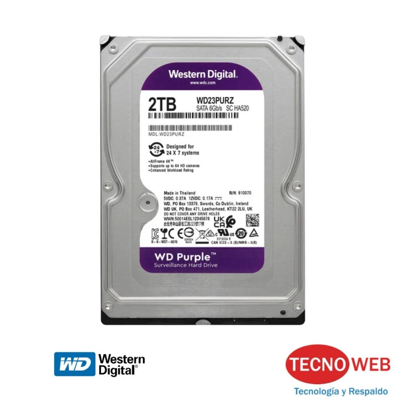 Disco Duro Western Digital 2 TB Purple WD23PURZ