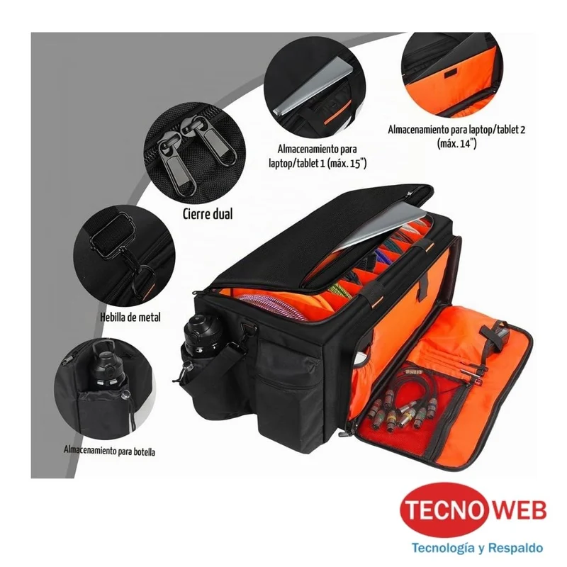 Bolso para cables: Sonidistas o DJ's con 9 Divisores ajustables Timoxi TM00019