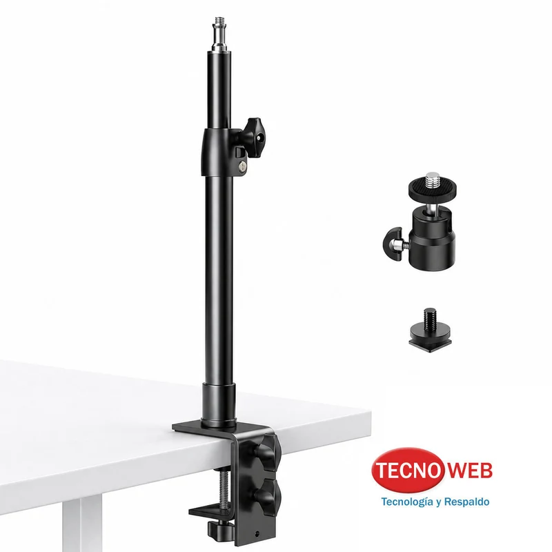 Soporte de Escritorio ajustable con Rosca 1/4 para Camaras, Micrófonos o Luces