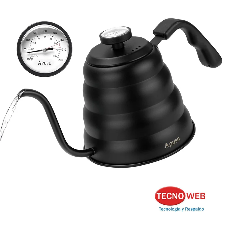 Caldera Pava Cuello de Ganso con Termómetro Barista Café 1.2 L - NEGRO