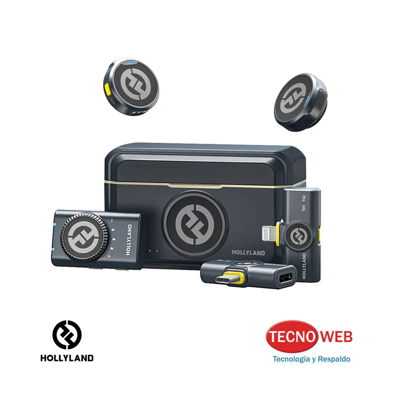 Kit de 2 Micrófonos Inalámbricos Solaperos para Cámaras y Celulares Hollyland Lark M2