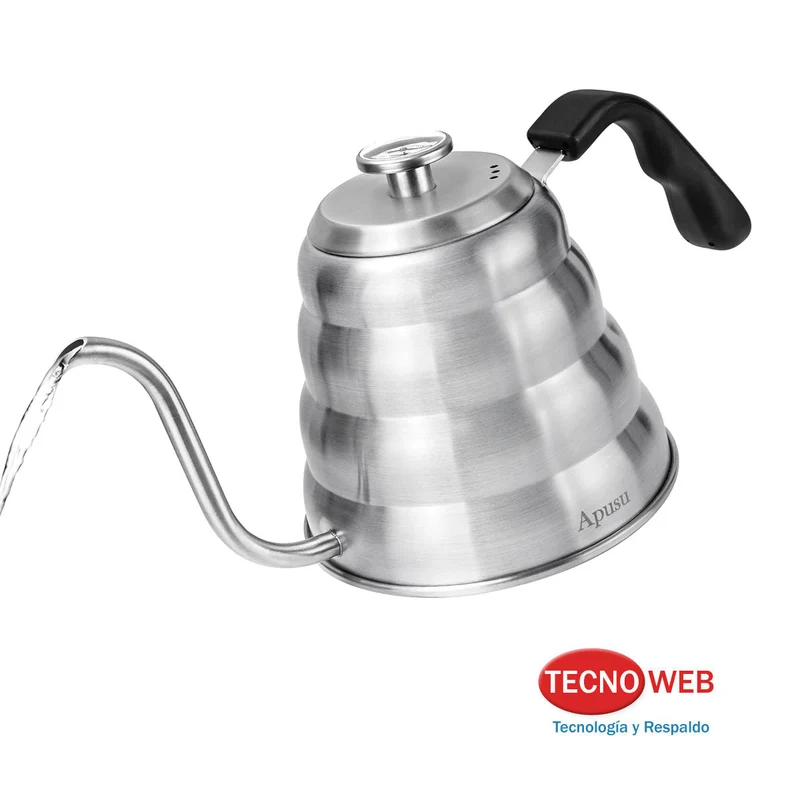 Caldera Pava Cuello de Ganso con Termómetro Barista Café 1.2 L - Plateada