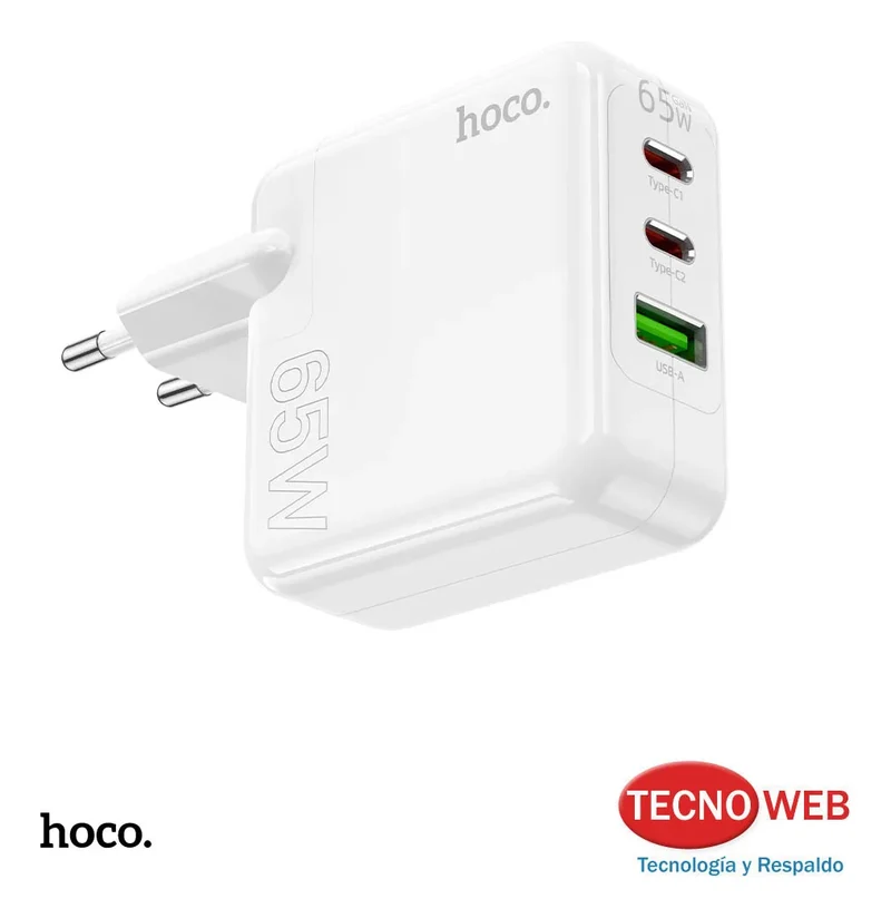 Cargador de Pared USB-C Y USB 65w Hoco C115A
