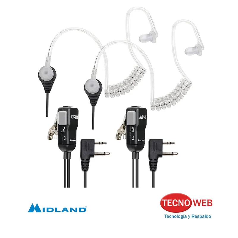 Manos Libres Transparente con Micrófono PTT Midland Avp-h3