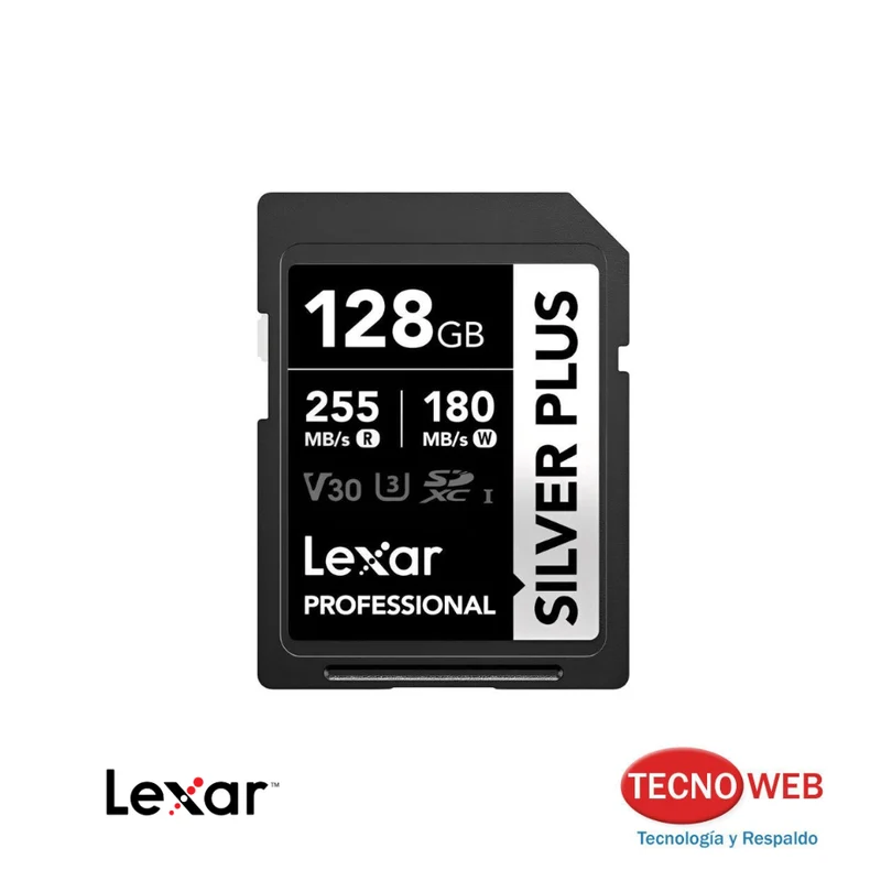 Tarjeta de Memoria SD XC 128 GB Lexar Silver Plus 255MB/s