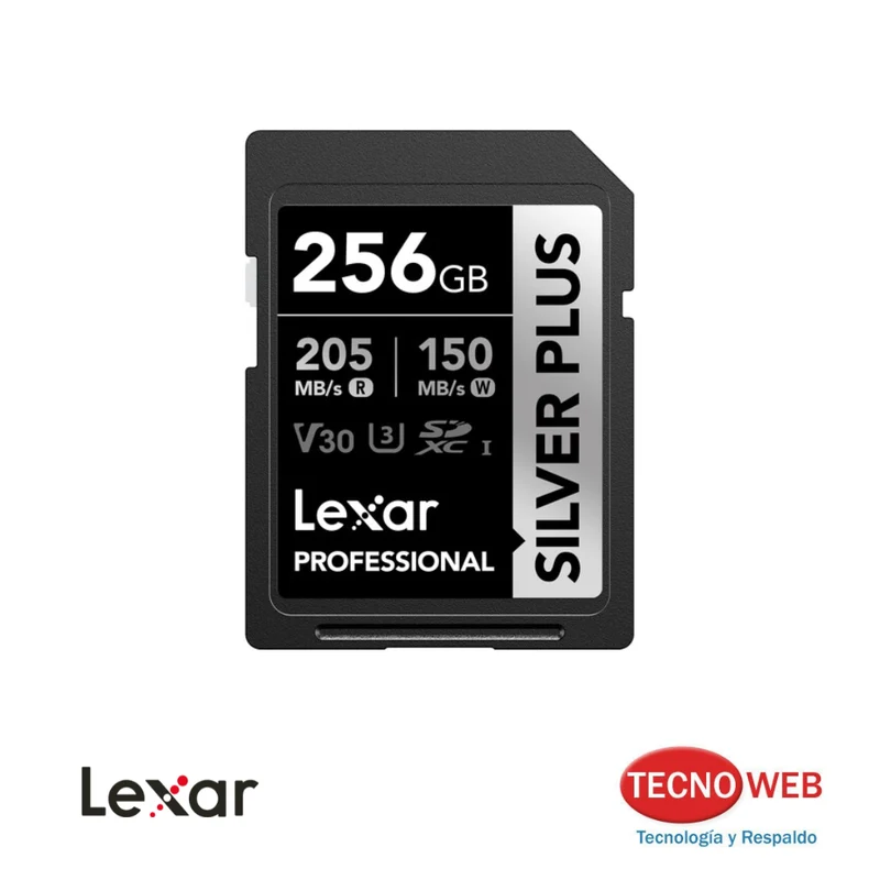 Tarjeta de Memoria SD XC 256 GB Lexar Silver Plus