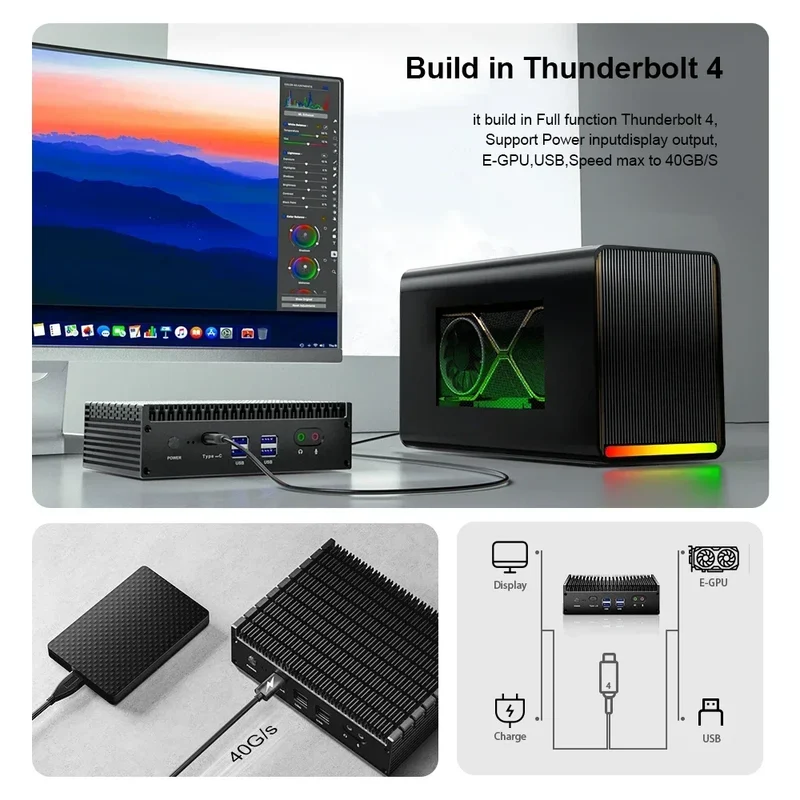 GTBOX IT12-F Fanless Mini PC Intel Core 12 Gen i5 1235U i7 1255U Dual LAN 4K Output Supoort Windows 11 Industrial Computer