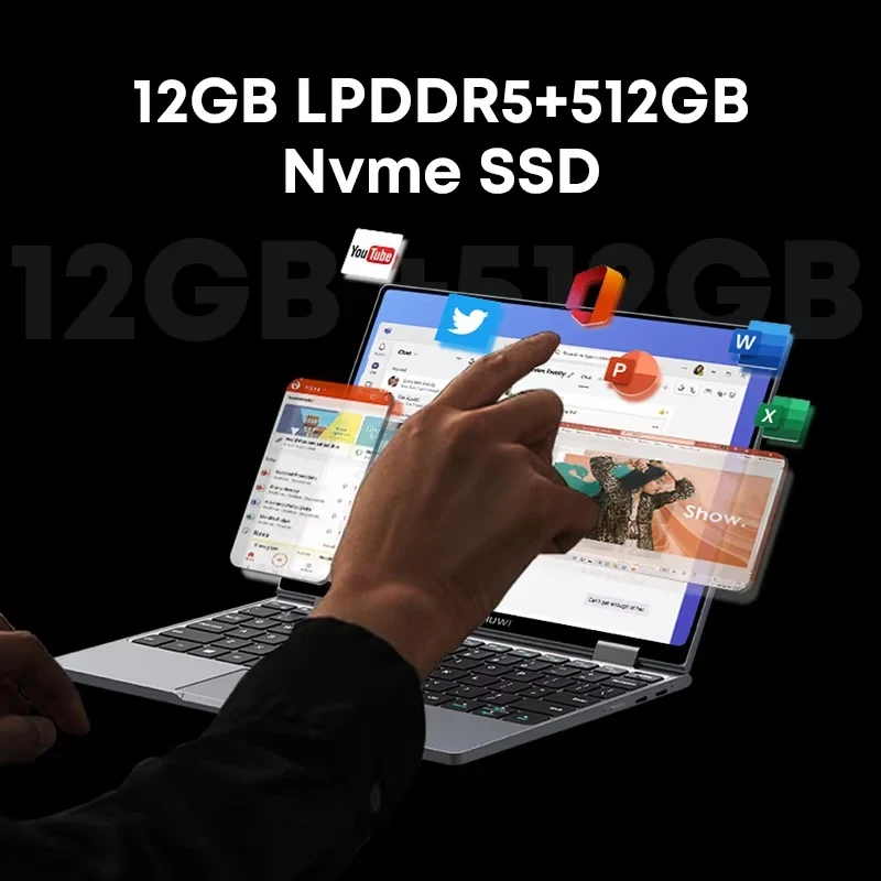 CHUWI MiniBook X Laptop Tablet 2 In 1 Intel N100 10.51" FHD IPS Screen 12GB LPDDR5 512G SSD Windows 11
