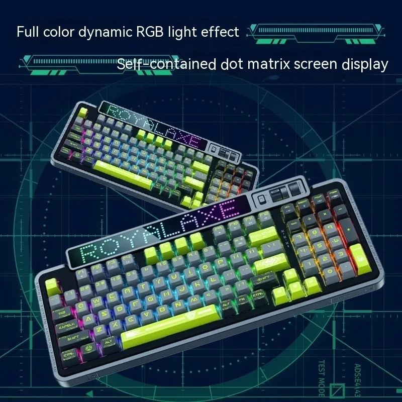 Royal Axe XL98 Mechanical Keyboard DIY Smart Screen Multifunctional Knob Three Mode Gaming Keyboard Hot Swap Gasket