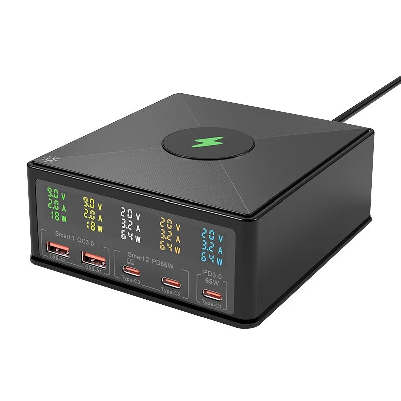 KINI GaN Charger 160W Fast Charging 5-port Type-C Multi-screen Display for Mac iPhone 15 Huawei Xiaomi