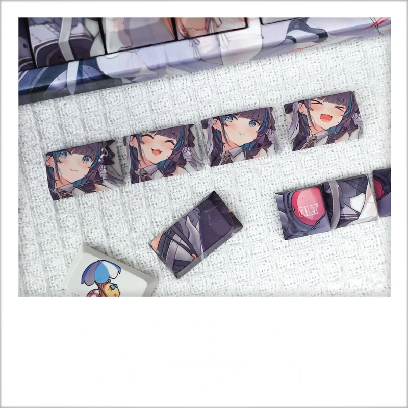 129 Keys/Set Azur Lane HMS Cheshire Cute Neko Girl PBT Cherry Profile for MX Switch Keycap for Mechanical Keyboard Game Custom