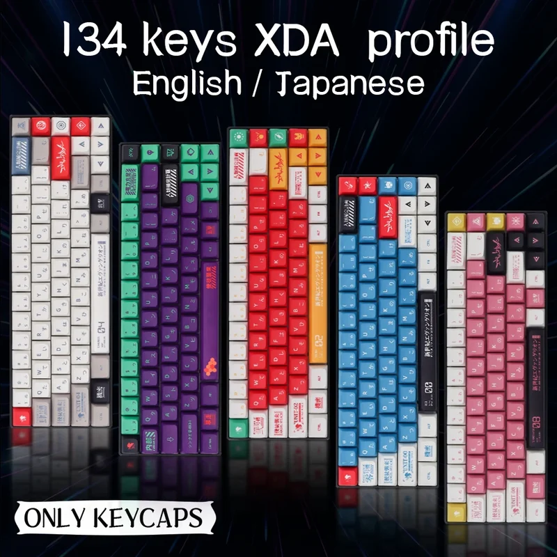 Eva Theme Japanese Animation Personalized Keycaps XDA Profile PBT Dye Sublimation KeyCap For GMK MX Switch Mechanical Keyboard