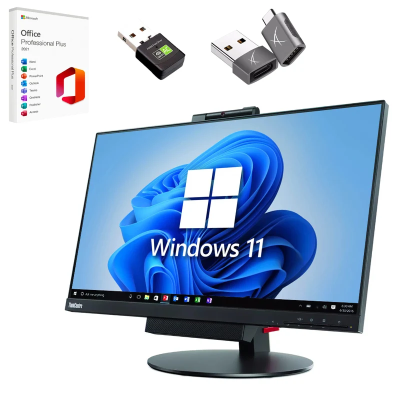 All In One Lenovo ThinkCentre TIO24 Gen3 24″ Full HD M920Q | Intel Core 8°Gen | Monitor 24″ Lenovo 11GCPAT1EU FullHD WebCam WiFi Windows 11 Pro Office 2021