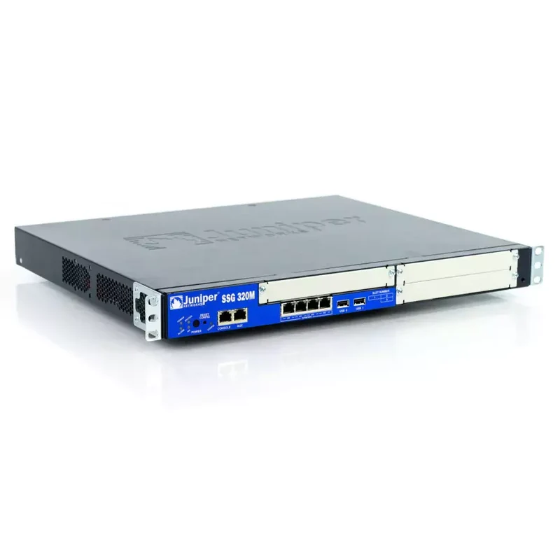 Juniper SSG-320M Gateway Firewall Sistema Secure Serv Gateway, memoria di base (512 MB), 3 slot PIM alimentatore CA ScreenOS montaggio su rack 19"