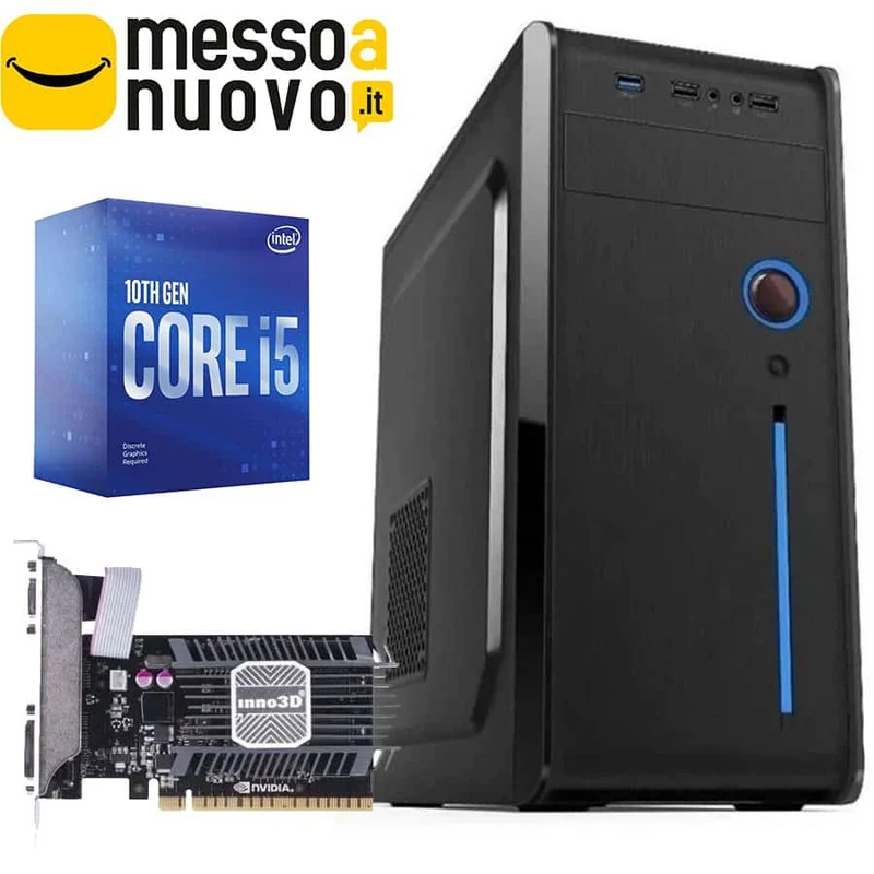 PC Assemblato Comet Computers Parts | Intel Core i5-10400F 6Cores | Ram 16Gb | SSD M.2 NVME 500GB + 10Tb | Nvidia GT730 2Gb | WiFi | Windows 11 Pro Il PC perfetto per qualsiasi uso