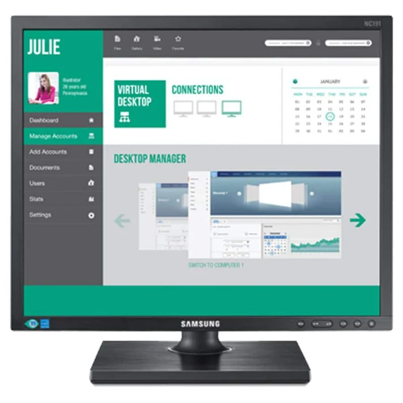 Samsung NC191 Monitor LCD 19″ Pollici 1280×1024 Pixel HD Contrasto 1000:1 Luminosità 250 cd/m² Tempo di risposta 5ms VGA USB