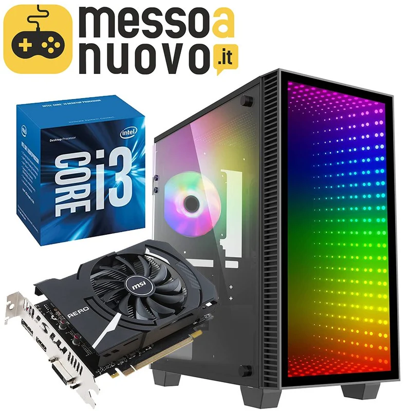 Pc Gaming Abyss | Intel Core i3- 6100 3.7Ghz | Ram 16Gb | SSD 480Gb | Nvidia GTX 1050Ti 4Gb | WiFi | Windows 10 Pro Il PC Gaming per il FullHD