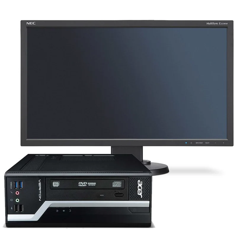 Postazione Acer Veriton X4620G Pc Desktop | Intel Core i3-2130 3.4Ghz | Ram 8Gb | SSD 256G | Windows 10 Pro | Monitor NEC MultiSync E233WM Led 23″ FullHD