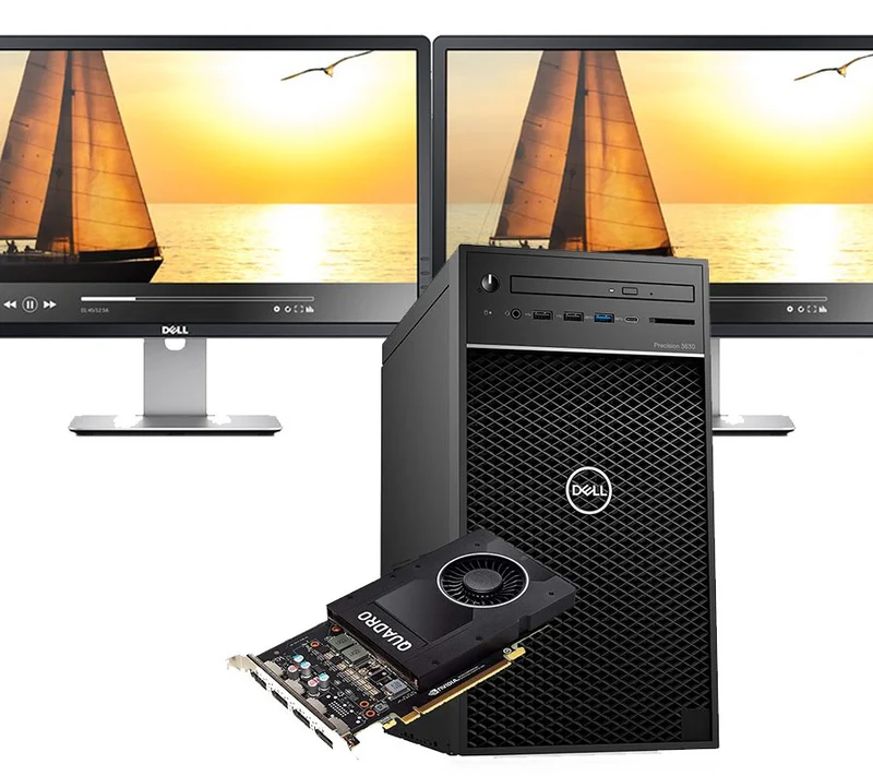 Postazione DELL Precision T3630 Workstation | Intel Core i7-8700K 3.7Ghz | Ram 32Gb | SSD 512Gb | Nvidia Quadro P2000 5Gb | 2X Monitor Dell P2314H 23" LED FullHD | Windows 11 Pro Perfetta per chi cerca potenza di calcolo