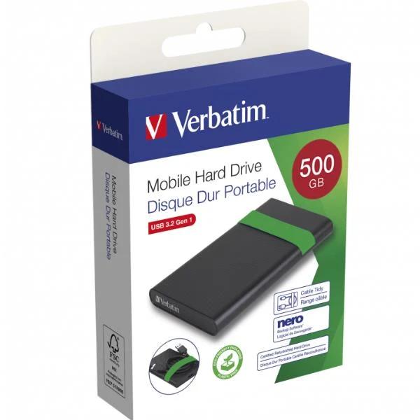 Verbatim 53111 disco rigido esterno 512 GB 5400 Giri/min 2.5" Micro-USB B 2.0/3.2 Gen 1 (3.1 Gen 1) Nero, Verde