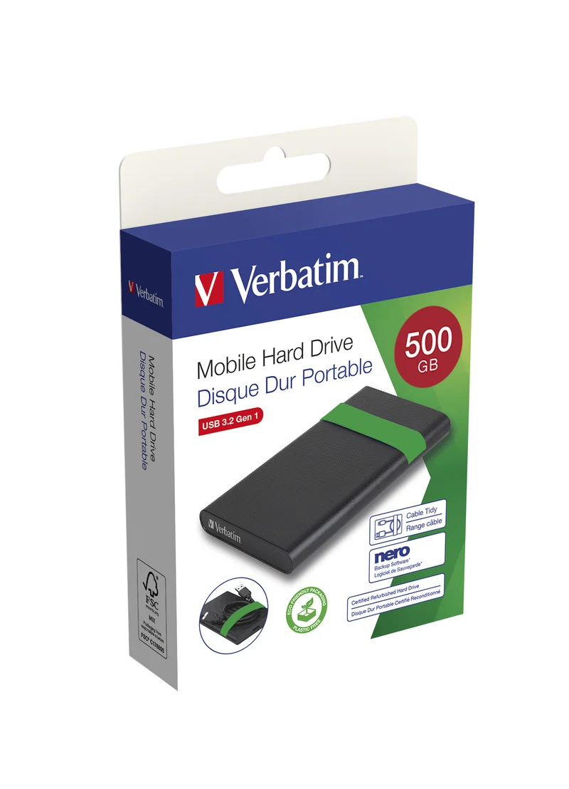 Verbatim 53111 disco rigido esterno 512 GB 5400 Giri/min 2.5" Micro-USB B 2.0/3.2 Gen 1 (3.1 Gen 1) Nero, Verde