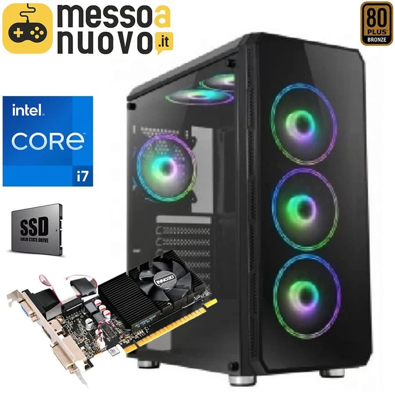 PC Gaming | Intel Core i7 | Ram 16Gb | SSD 480Gb | Nvidia GT730 4Gb | Windows 10 Pro Wifi Il PC Gaming per goderti al massimo i tuoi giochi