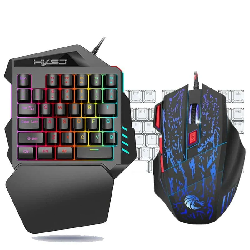 Kit per il gamer esperto | Tastiera da gaming RGB ad una mano | Mouse da gaming RGB 5500DPI | Per chi cerca solo il meglio per il gaming
