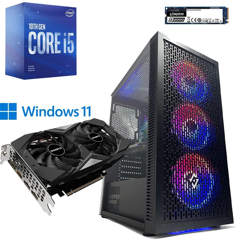 PC da Gaming | Intel i5-10400F 6Cores 4.3 GHz | Ram 16Gb | SSD m.2 nvme 1Tb | Gigabyte Nvidia Geforce RTX 2060 6Gb | Windows 11 Pro Il PC da gaming perfetto per il FullHD