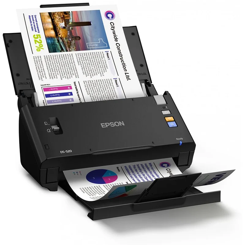 Epson DS-520 Scanner documentale sheetfed A4 ad alte prestazioni 600DPI ADF 60ppm perfetto per grandi volumi di lavoro