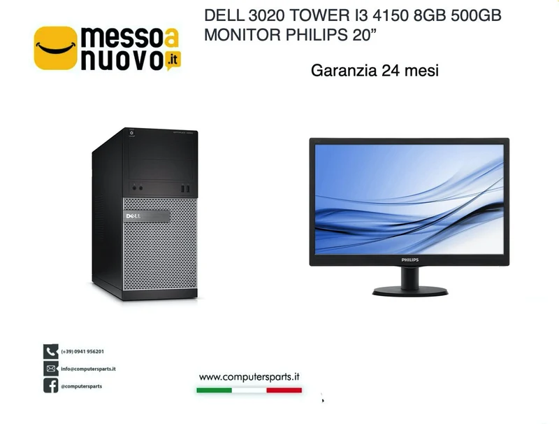 PC Dell Optiplex 3020 MT Core i3-4150 3.5GHz DVD-RW 8gb ram 500gb HDD + MONITOR PHILIPS 203V