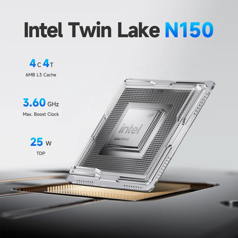 wo-we H5 Mini PC N150 (Max 3.6GHz) Mini Computer, 16GB DDR4 RAM 512GB PCIe SSD, Graphics 4K Triple Display Dual HDMI 2.0/USB-C/USB3.2 WiFi 5 & BT 5.2