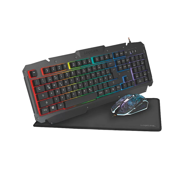 LogiLink Gaming-Set aus Tastatur, Maus und Mauspad