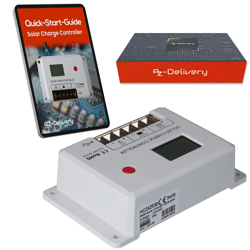 MIT-HC2420 PWM Solar Ladegerät 12V/24V, 20A Solarladeregler mit LCD, Dual USB, Kurzschluss- und Verpolungsschutz, Solar Charge Controller für LiFePO4, Gel & AGM Batterien