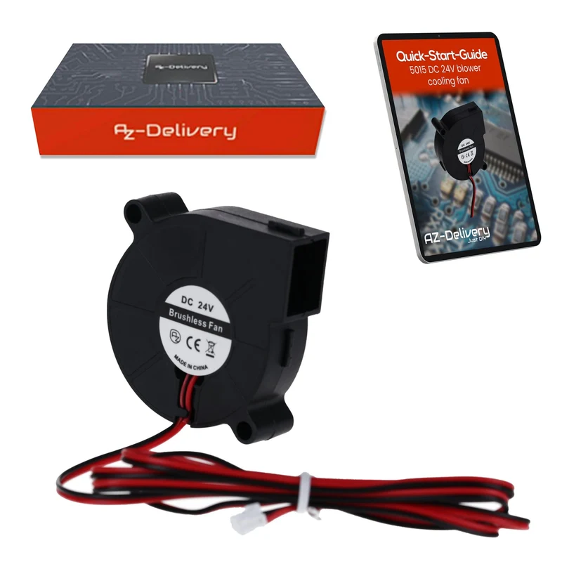 5015 DC 24V Lüfter Radiallüfter – 50 x 50 x 15 mm Brushless Mini-Gebläse für Elektronik-Kühlung, 3D-Drucker, Haushaltsgeräte – Leise & Effizient, 2-Pin Anschluss – inkl. E-Book
