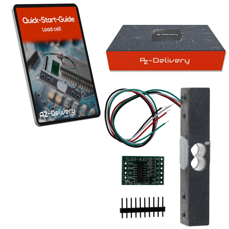 Wägezelle 20 kg mit HX711 Modul – Präzisionssensor zur Gewichtsmessung kompatibel mit Arduino & Raspberry Pi – Set inkl. Verstärker-ADC zur Kraftmessung