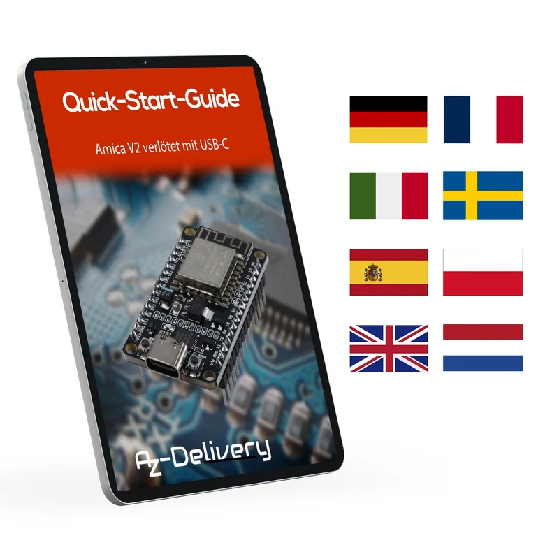 NodeMCU Amica Modul V2 ESP8266 ESP-12F WiFi mit USB-C Anschluss - Node MCU ESP 8266 WiFi Development Board mit CP2102