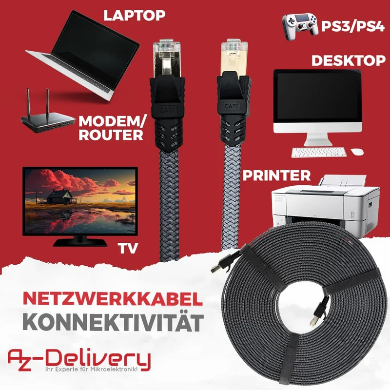 10m CAT7 Netzwerkkabel - Grau/Silber, Gigabit Ethernet LAN Kabel - 10000 Mbit/s - Highspeed Patchkabel Cat.7 Rohkabel S/FTP PIMF Schirmung