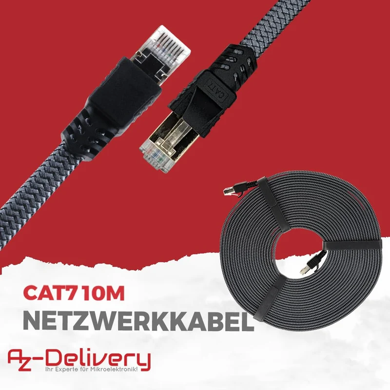 10m CAT7 Netzwerkkabel - Grau/Silber, Gigabit Ethernet LAN Kabel - 10000 Mbit/s - Highspeed Patchkabel Cat.7 Rohkabel S/FTP PIMF Schirmung