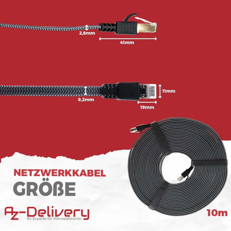 10m CAT7 Netzwerkkabel - Grau/Silber, Gigabit Ethernet LAN Kabel - 10000 Mbit/s - Highspeed Patchkabel Cat.7 Rohkabel S/FTP PIMF Schirmung
