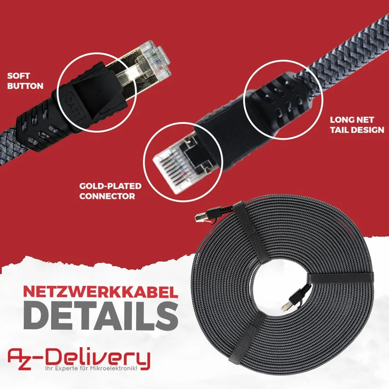 10m CAT7 Netzwerkkabel - Grau/Silber, Gigabit Ethernet LAN Kabel - 10000 Mbit/s - Highspeed Patchkabel Cat.7 Rohkabel S/FTP PIMF Schirmung
