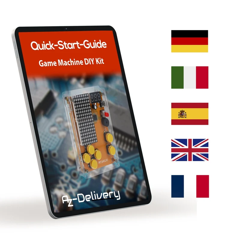DIY Elektronik Bausatz - Spielekonsole mit transparenten Gehäuse, Retro Handheld Elektronik Kit für Anfänger & Fortgeschrittene, Lötset zum Löten Lernen & Basteln mit LED-Matrix und Punktanzeige