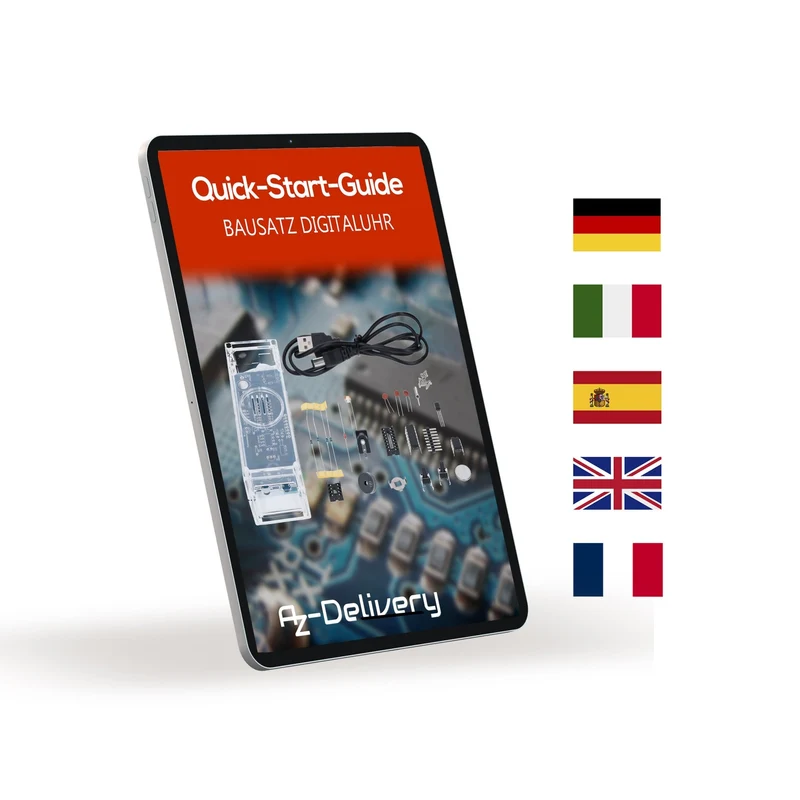 Digitaluhr Bausatz mit Acrylgehäuse – DIY Elektronik Uhr mit 4-stelligem LED-Display – Arduino-kompatibles Löten für Anfänger – Bausatz zum Erlernen der Elektronik und Löten