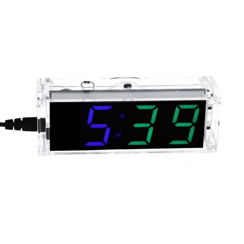Digitaluhr Bausatz mit Acrylgehäuse – DIY Elektronik Uhr mit 4-stelligem LED-Display – Arduino-kompatibles Löten für Anfänger – Bausatz zum Erlernen der Elektronik und Löten