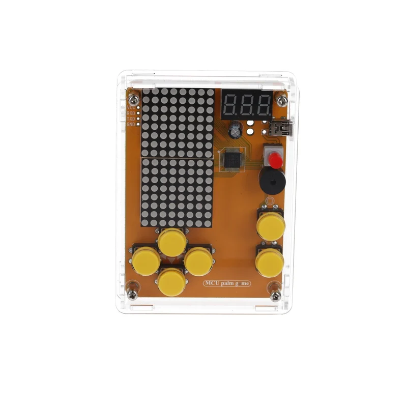 DIY Elektronik Bausatz - Spielekonsole mit transparenten Gehäuse, Retro Handheld Elektronik Kit für Anfänger & Fortgeschrittene, Lötset zum Löten Lernen & Basteln mit LED-Matrix und Punktanzeige