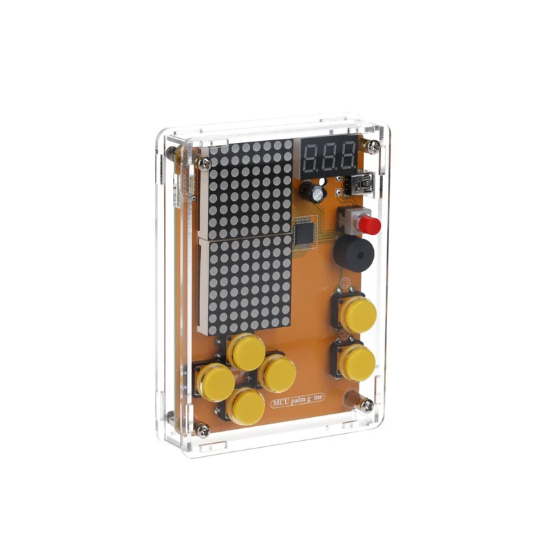 DIY Elektronik Bausatz - Spielekonsole mit transparenten Gehäuse, Retro Handheld Elektronik Kit für Anfänger & Fortgeschrittene, Lötset zum Löten Lernen & Basteln mit LED-Matrix und Punktanzeige