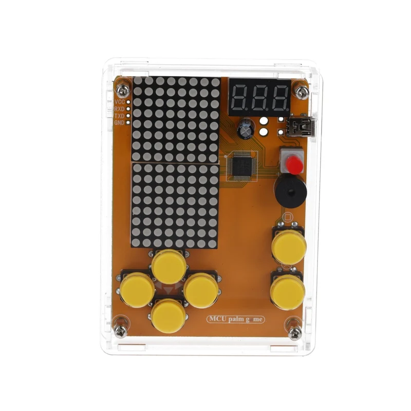 DIY Elektronik Bausatz - Spielekonsole mit transparenten Gehäuse, Retro Handheld Elektronik Kit für Anfänger & Fortgeschrittene, Lötset zum Löten Lernen & Basteln mit LED-Matrix und Punktanzeige