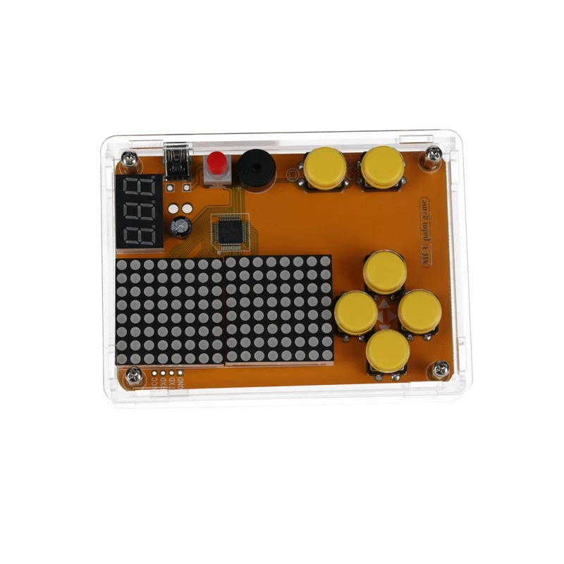 DIY Elektronik Bausatz - Spielekonsole mit transparenten Gehäuse, Retro Handheld Elektronik Kit für Anfänger & Fortgeschrittene, Lötset zum Löten Lernen & Basteln mit LED-Matrix und Punktanzeige