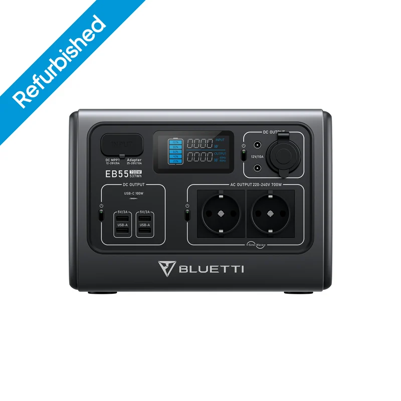 BLUETTI EB55 Power Station Portatile | 700 W 537 Wh | Ricondizionata